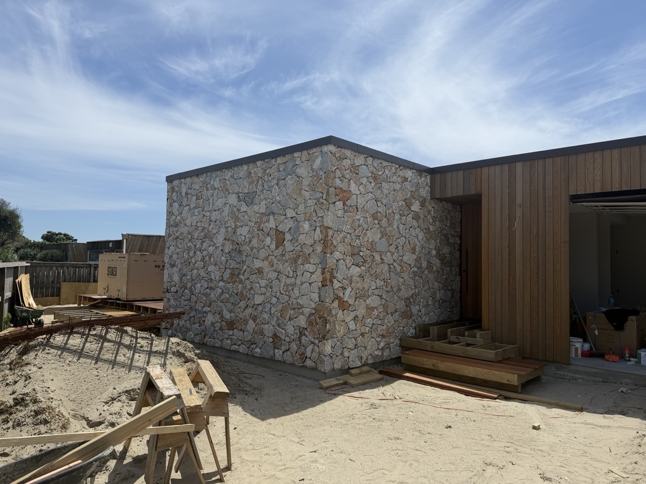 Architectural stone facade masonry