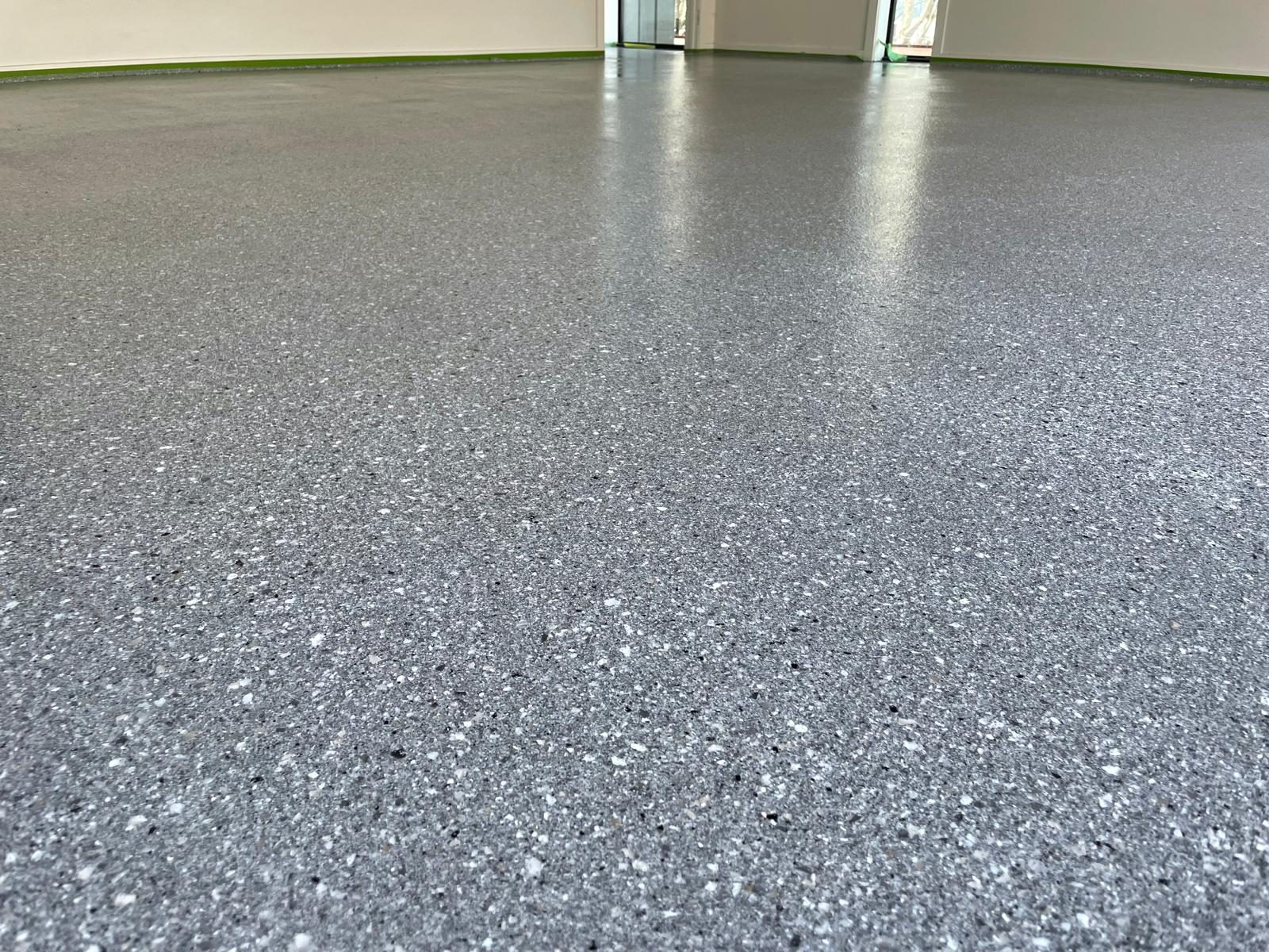 Flake epoxy resin floor close-up