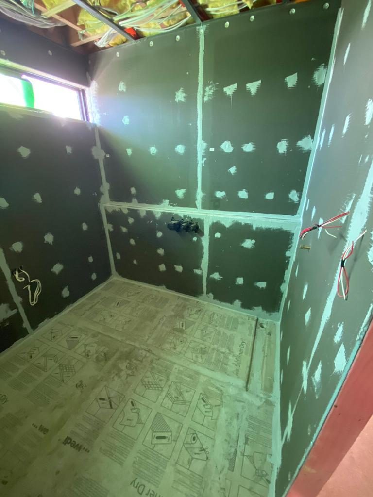 Wedi board wet area fully sealed before tiling